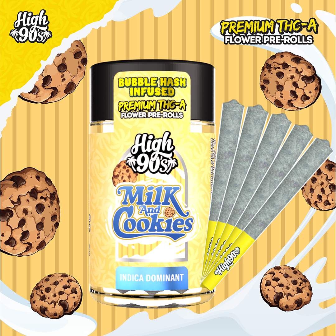 Milk and Cookies – 0.5g High Fives Bubble Hash Infused Pre-Rolls 5 Pack 2.5g